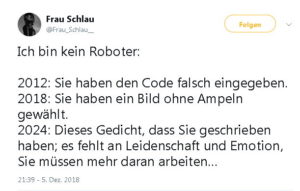 Tweet über die "Ich bin kein Roboter"-recaptchas